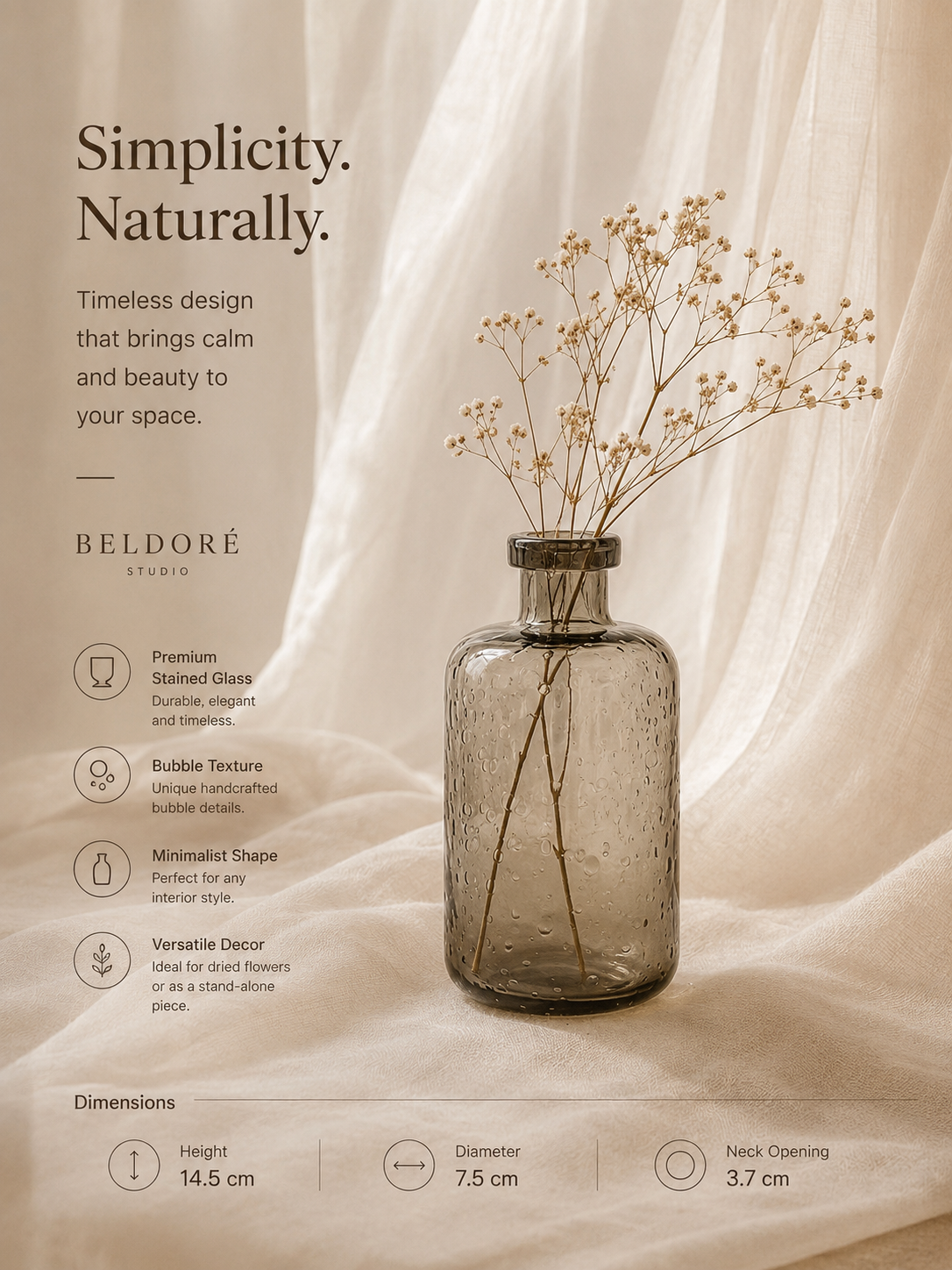 Smoky Bubble Glass Vase